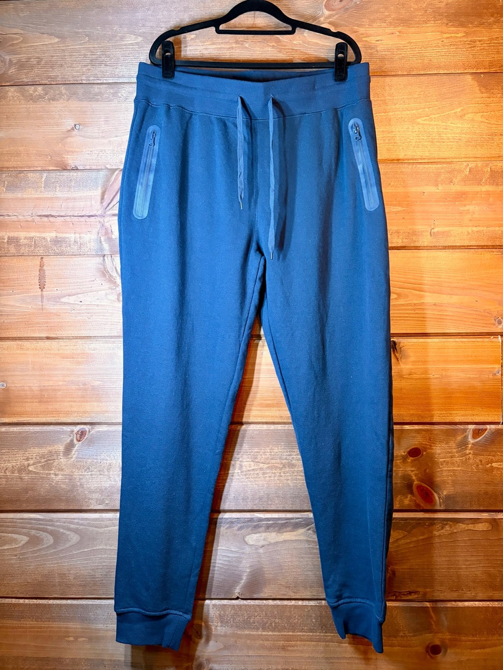Women's Navy Drawstring Jogger Pants with Zipper Pockets